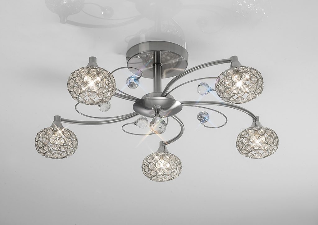 Barn 5lt Semi-Flush | Satin Nickel Ceiling Light