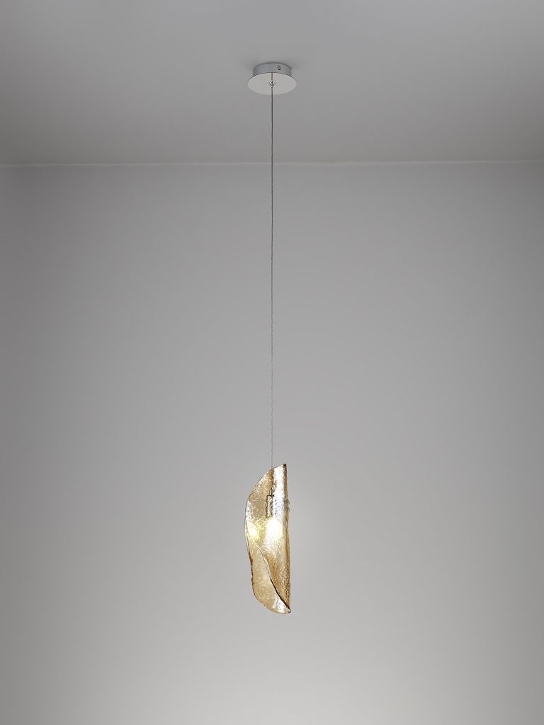 Kitchen Island Pendant Lights | Single Pendant Amber wrapped glass