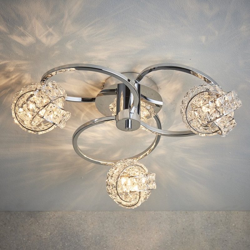 3176285 Timba 3 Light Chrome and Crystal Ceiling Light