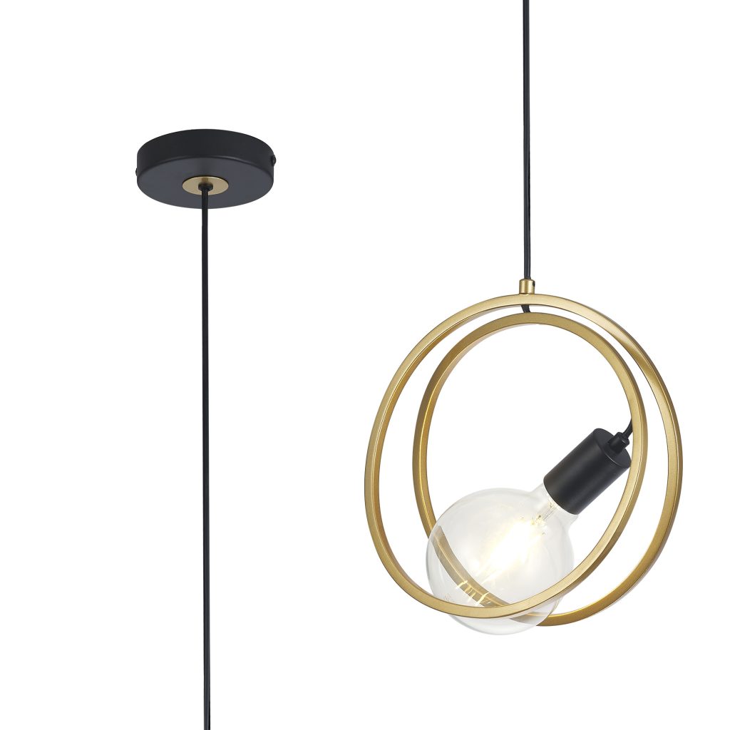 Single Pendant Matt Black and Gold