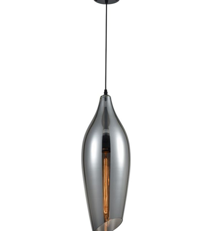 Large single pendant matt black With Smoked Glass