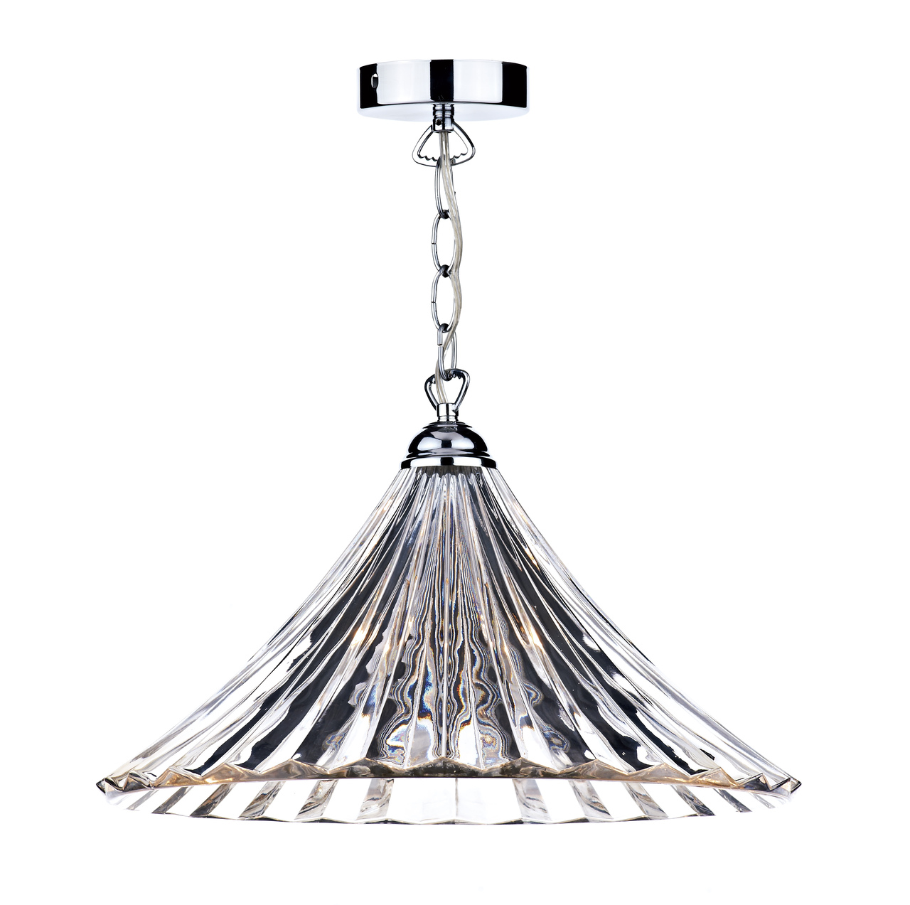 Single Fluted Glass Pendant Chrome