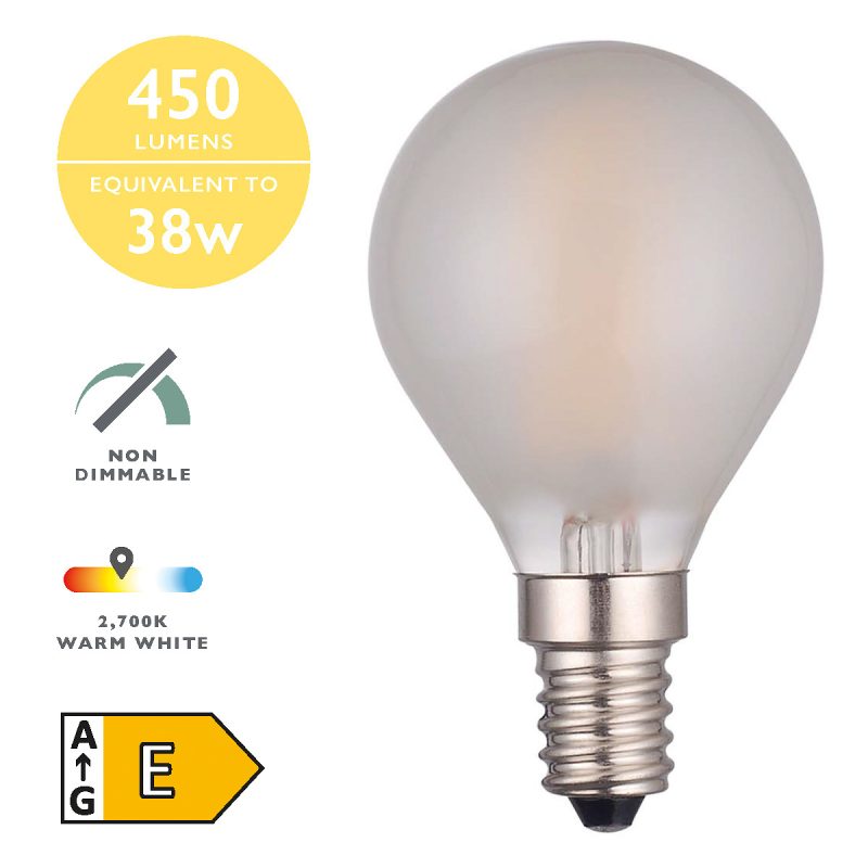 4w SES LED Frosted Golfball Warm White 450lms (Non Dimmable)