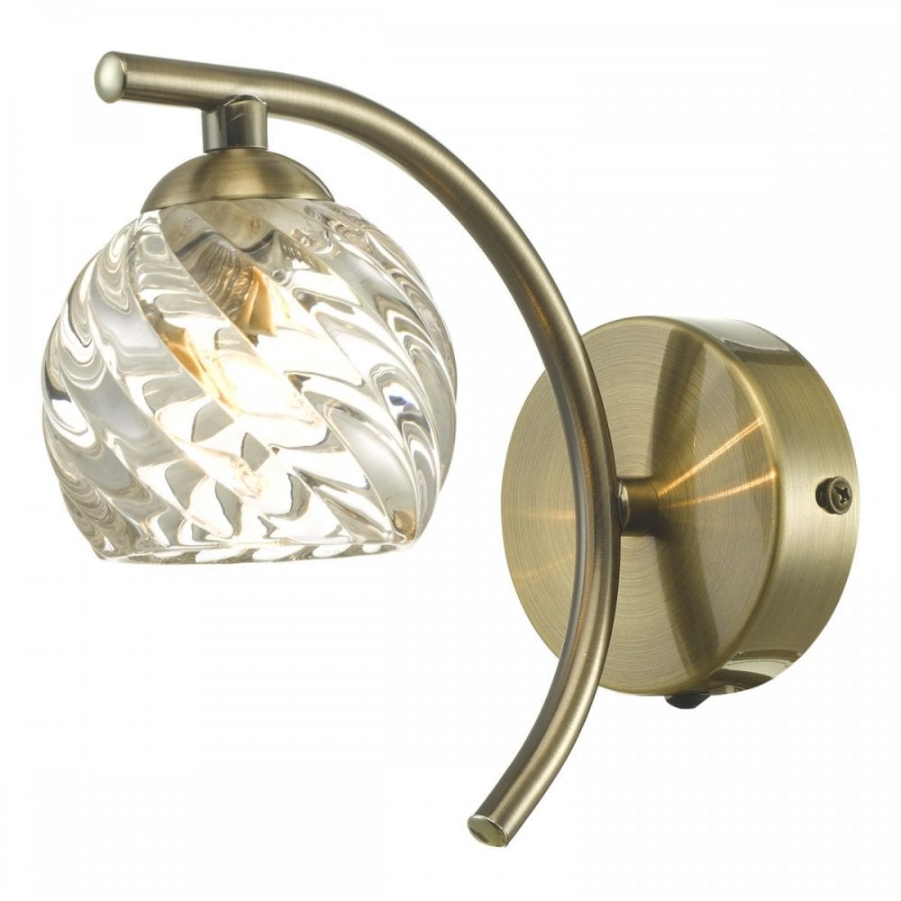 Kanto Wall Light Antique Brass with swirl glass
