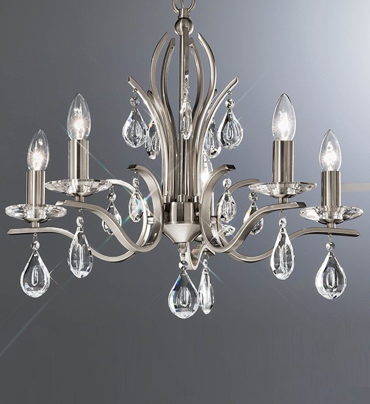 Swallow 5 Light Chandelier Satin Nickel
