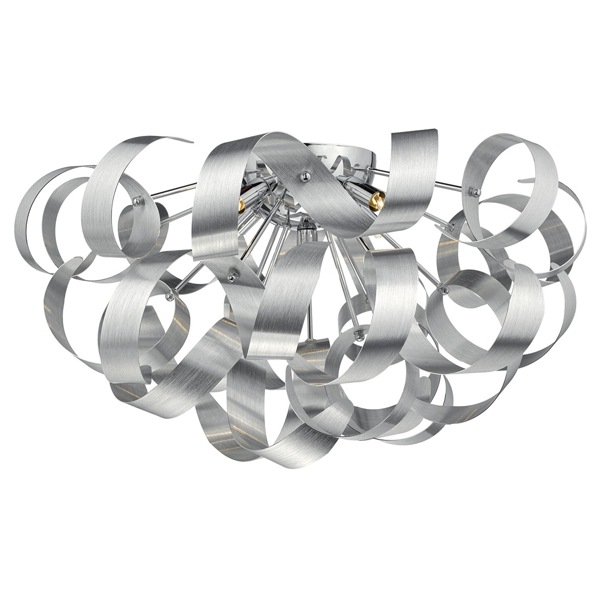 Modern Ceiling Lights | Curls Brushed Aluminium Light Flush