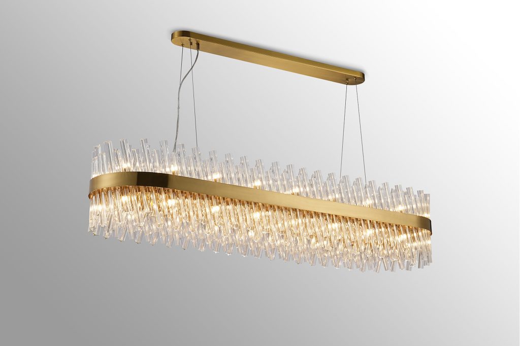 Cali 36 Light Oblong Pendant Brass with Clear Glass