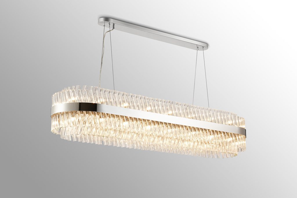 36 Light Oblong Pendant Polished Nickel with Clear Glass