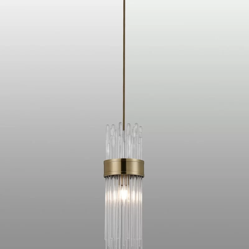 1lt Pendant Antique Brass/Glass | Kitchen Island Pendant Light