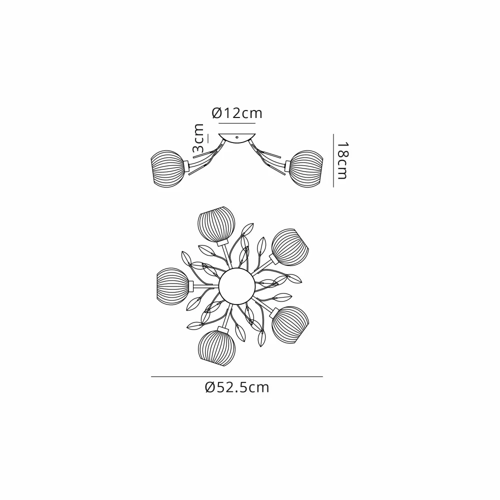 ASH 5Lt Polished Chrome Ceiling Light with Glass Globes - Image 2