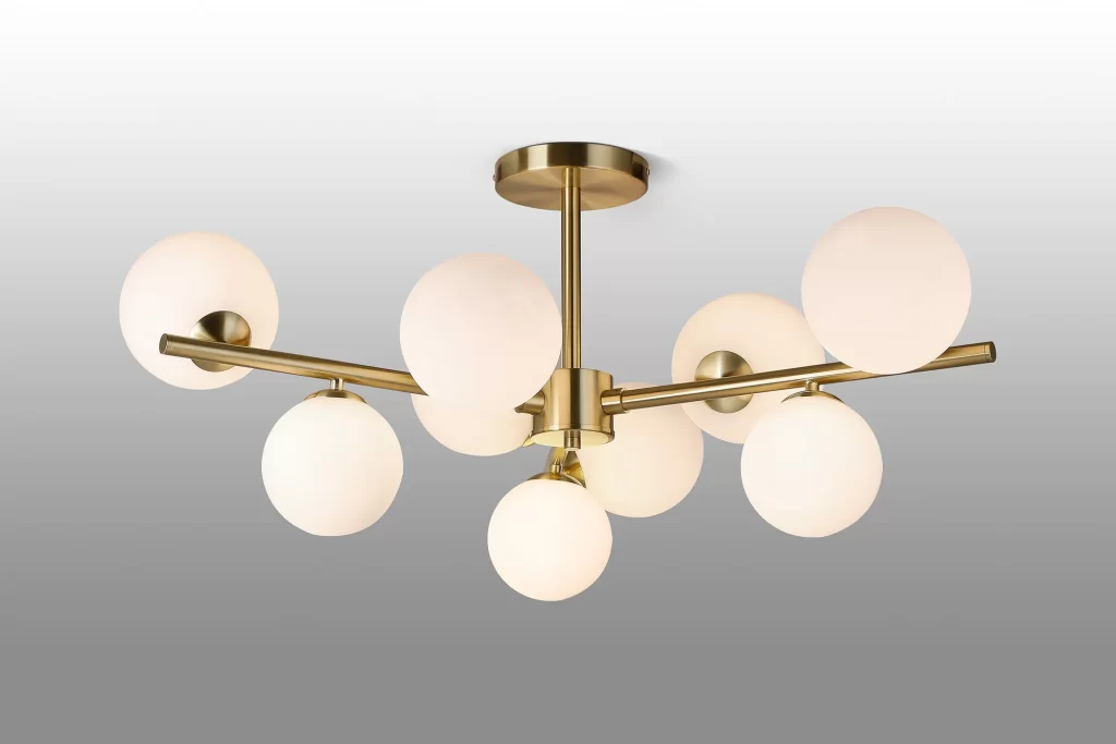 9lt Gold Semi Flush Light | Satin Gold Semi Flush Light
