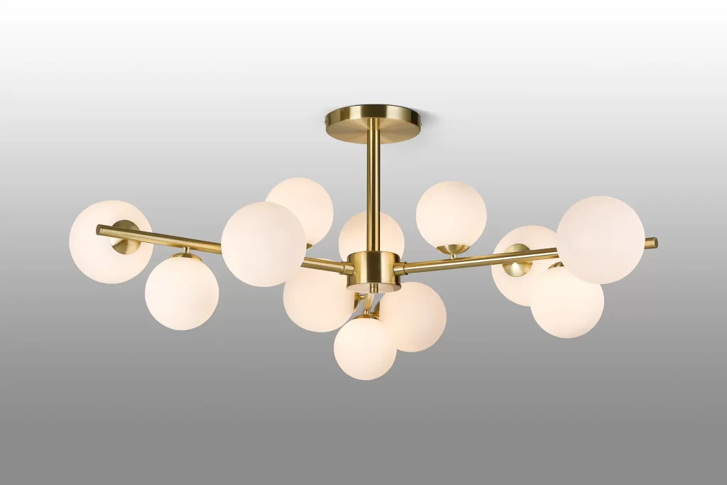 Large Satin Gold Ceiling Light | Satin Gold Semi Flush Light