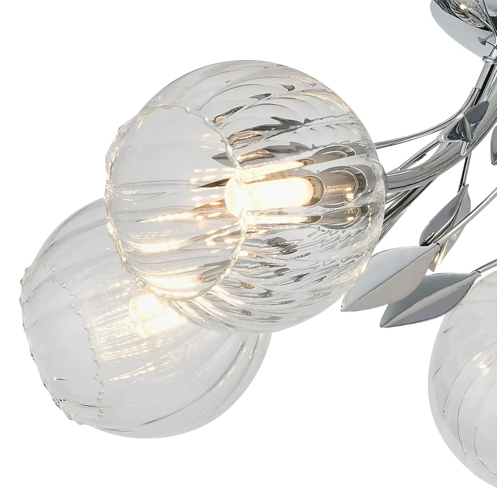 ASH 5Lt Polished Chrome Ceiling Light with Glass Globes - Image 6