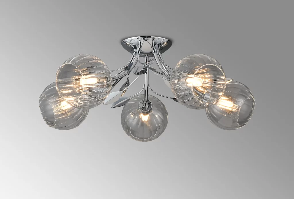 Chrome 5lt Flush Light | Polished Chrome Ceiling Lights