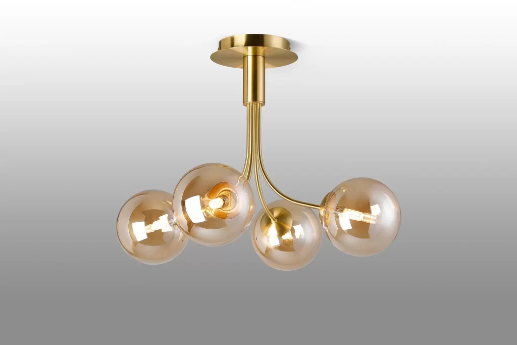 Satin Gold 4lt Ceiling Light | Semi Flush Ceiling Lights