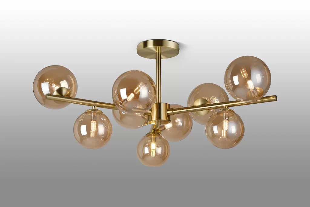 Gold 9lt Ceiling Light | Satin Gold Semi Flush Light