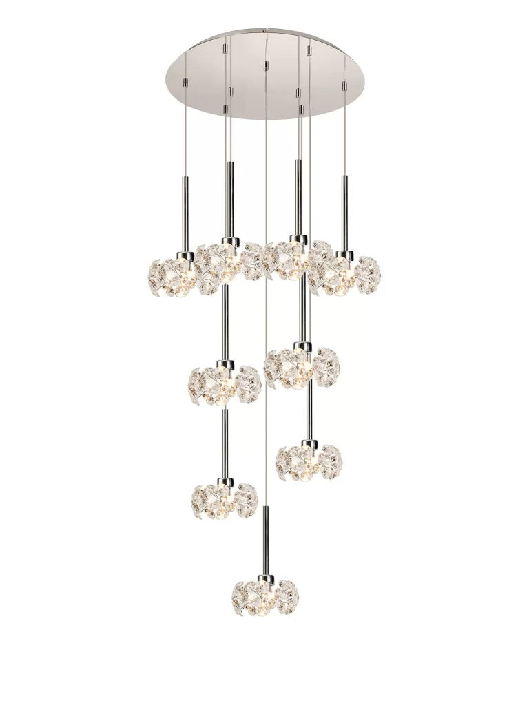 Chrome Spiral Crystal Pendant | Feature Spiral Stairwell Pendant