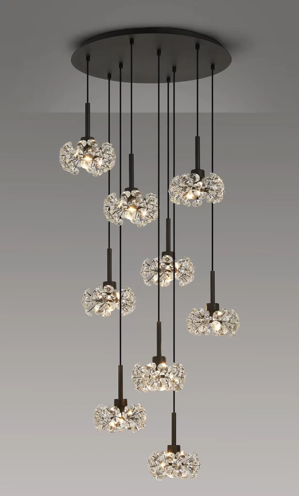 Black Spiral Crystal Pendant | Feature Spiral Stairwell Pendant