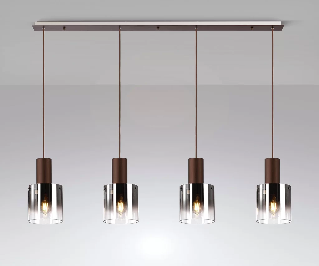 Kitchen Island Pendant Lights | 4lt Pendant Mocha/Smoke Fade