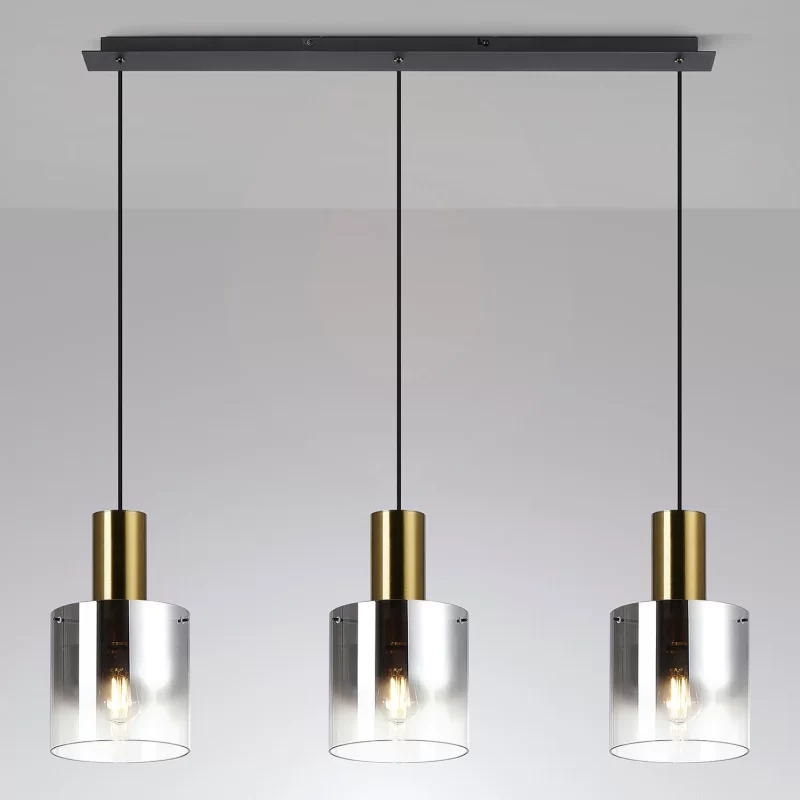 809690BR/SMF Drake 3lt Linear Pendant Brass & Black