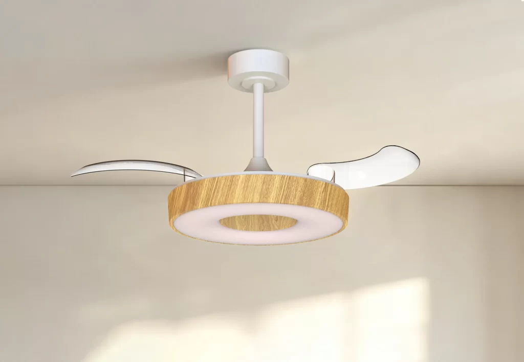 M9497 Fan Mini White & Wood | Ceiling Fan