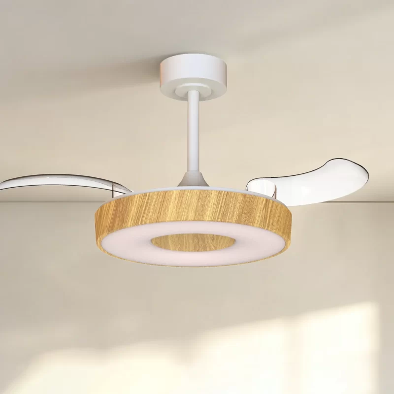 M9497 Fan Mini White & Wood | Ceiling Fan