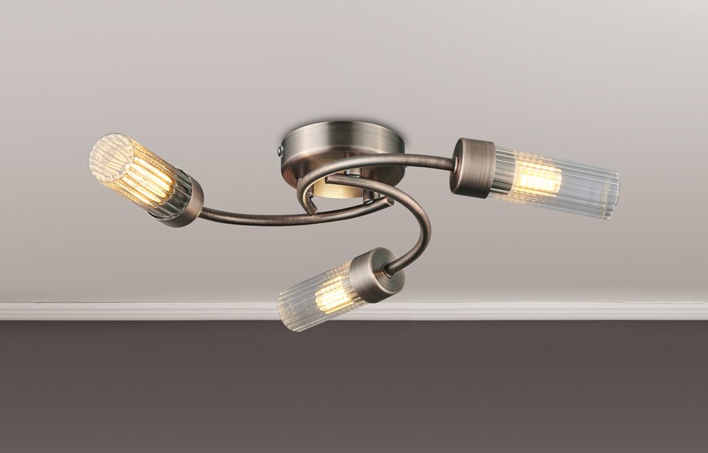 3 Light Bronze Bathroom Ceiling Light | IP Rated Flush Light