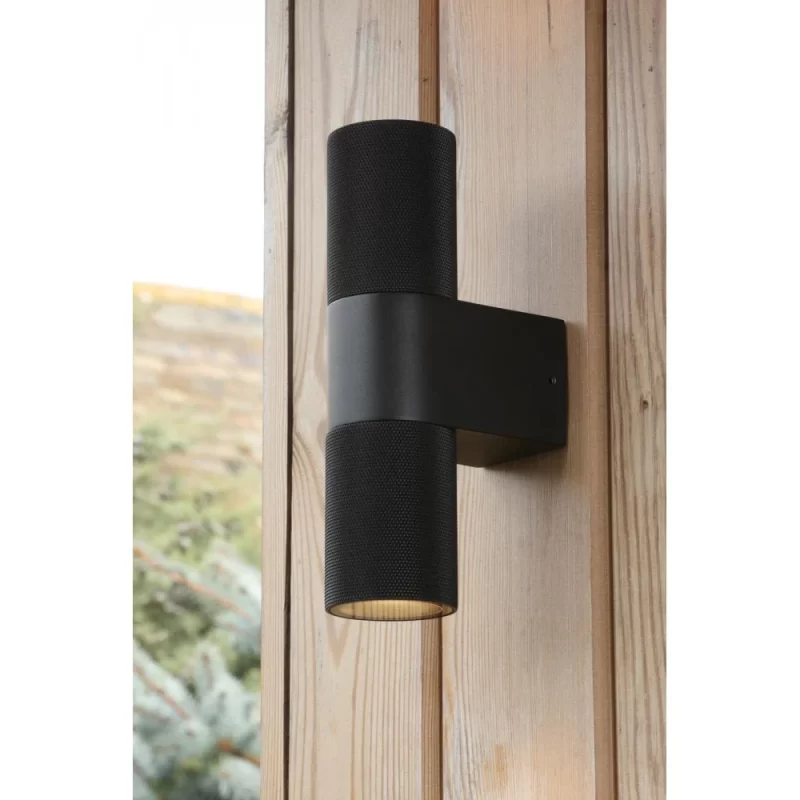 Obi 2 Light Outdoor Wall Light Matt Black IP54