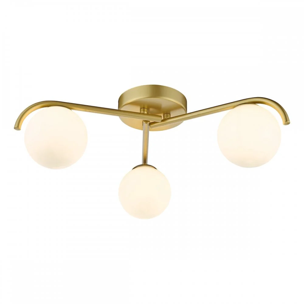 Orlena 3 Light Flush Satin Gold & Opal Glass