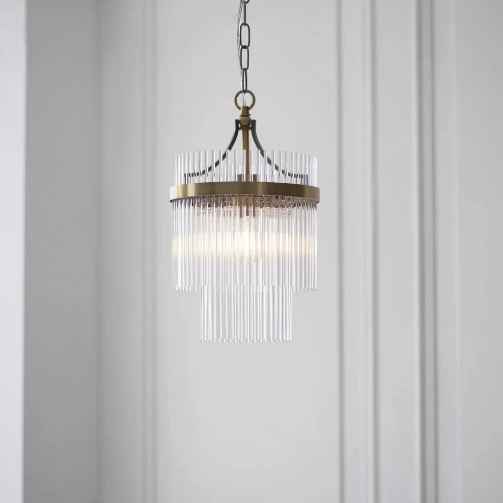 Ceiling Pendant Antique Brass with Glass Rods | Modern Lighting