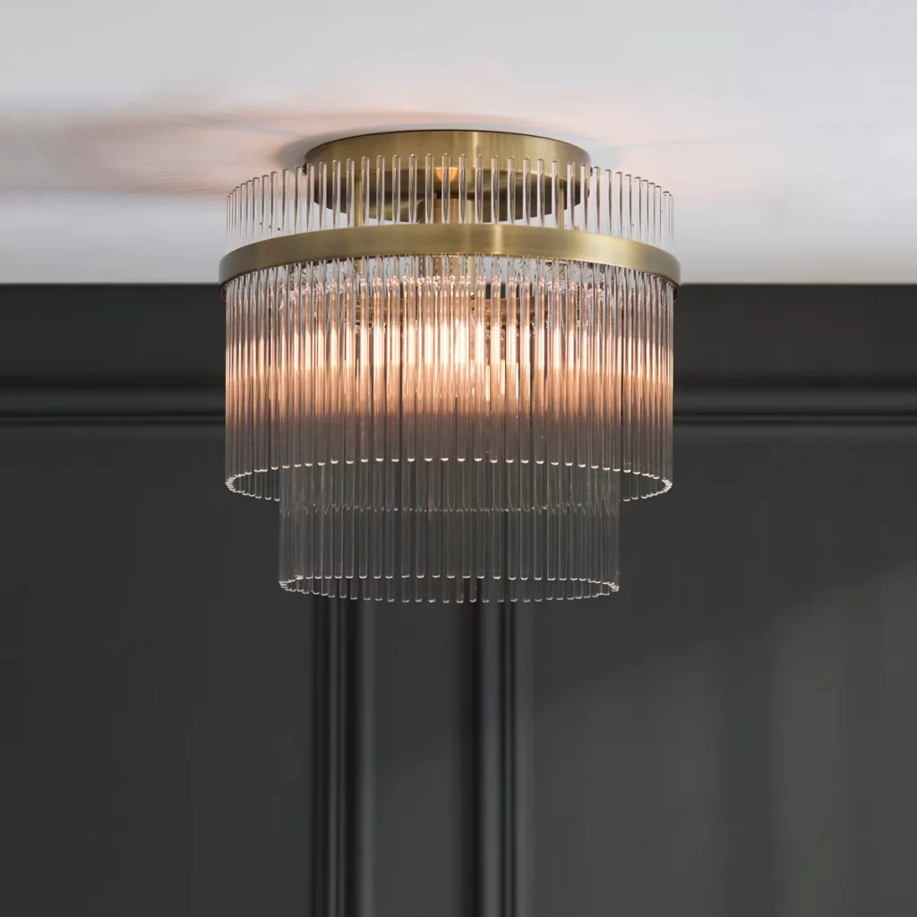 Ceiling Light Antique Brass with Glass Rods | Modern Lighting