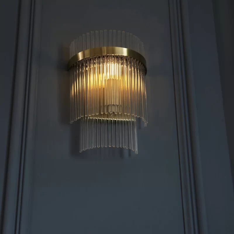 Antique Brass Wall Light with Glass Rods | Modern Wall Lighting
