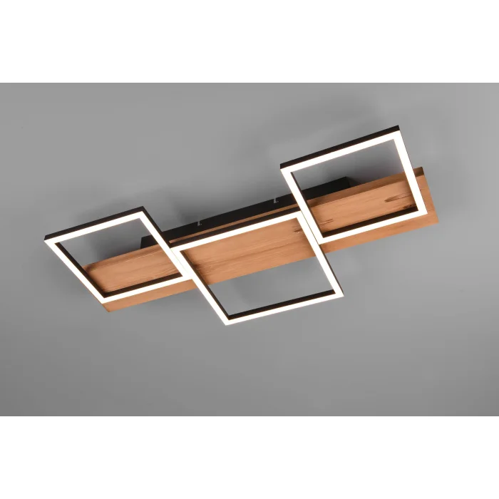 Hart Small Flush LED Ceiling Black & Wood