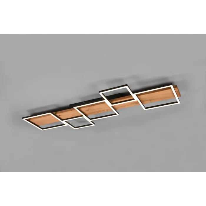Hart Flush LED Ceiling Black & Wood