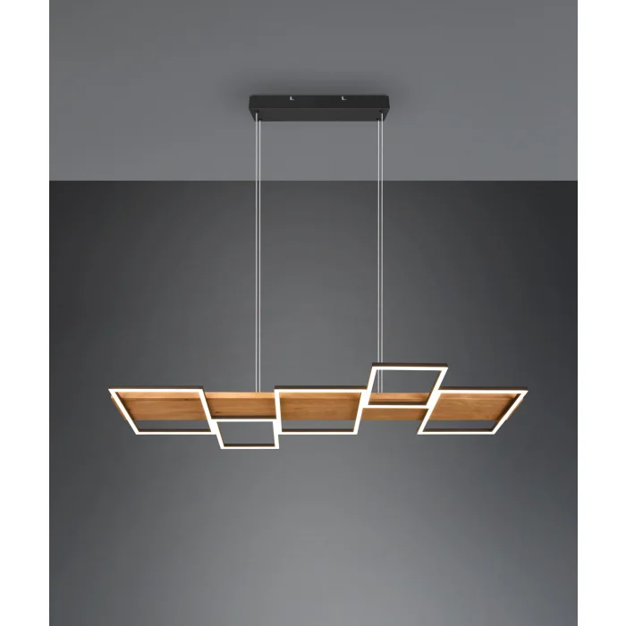 Hart Modern LED Linear Pendant Black & Wood
